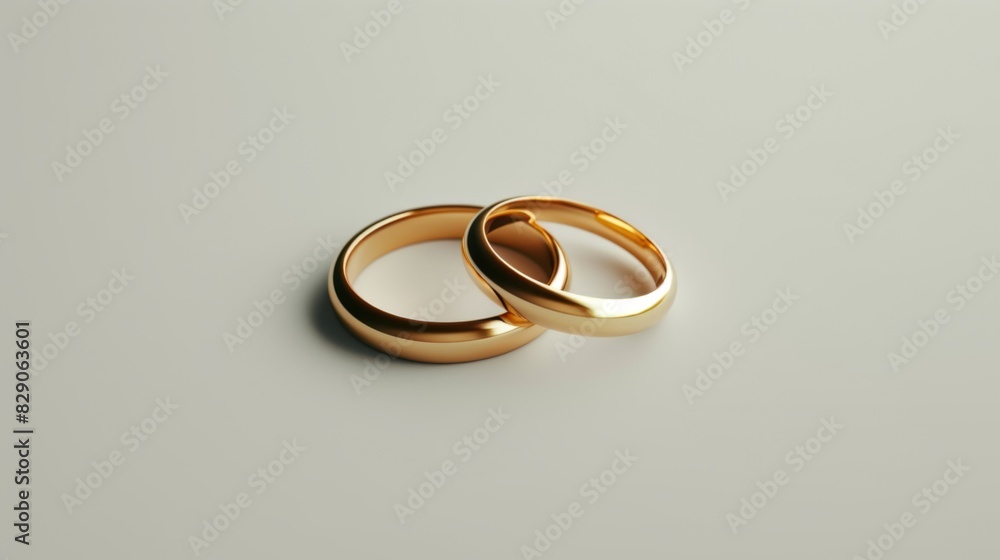 Golden wedding rings on a white background. Bride and Groom Rings Golden wedding rings on a white background. Bride and Groom Rings