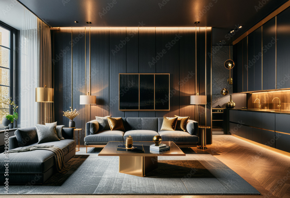 Fototapeta premium A minimalistic design idea of a modern apartment room