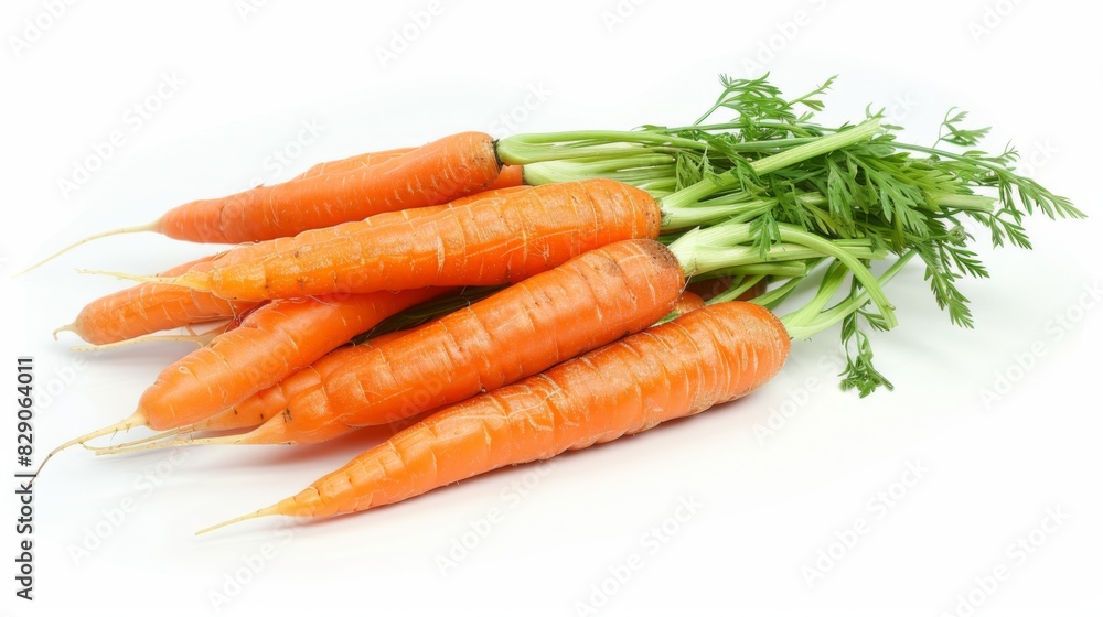 Carrot vegetable with leaves space text isolated on white background cutout Carrot vegetable with leaves space text isolated on white background cutout