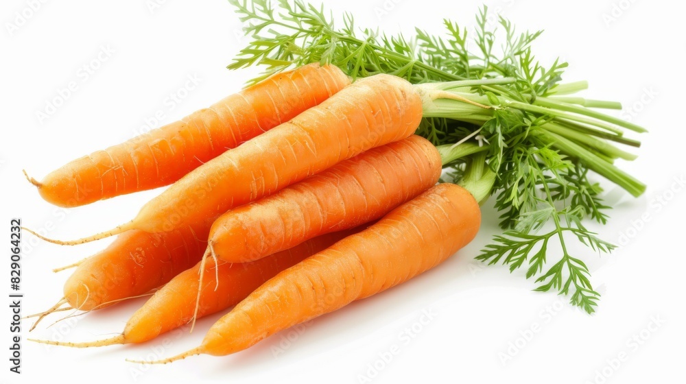 Carrot vegetable with leaves space text isolated on white background cutout Carrot vegetable with leaves space text isolated on white background cutout