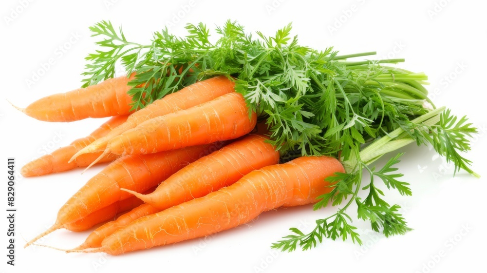 Carrot vegetable with leaves space text isolated on white background cutout Carrot vegetable with leaves space text isolated on white background cutout