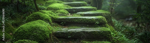  Mystical moss-covered stone path inviting a peaceful walk through an enchanting forest