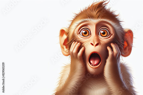 A frightened little monkey. Space for text.