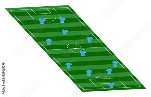 Soccer team design, tactical board in perspective