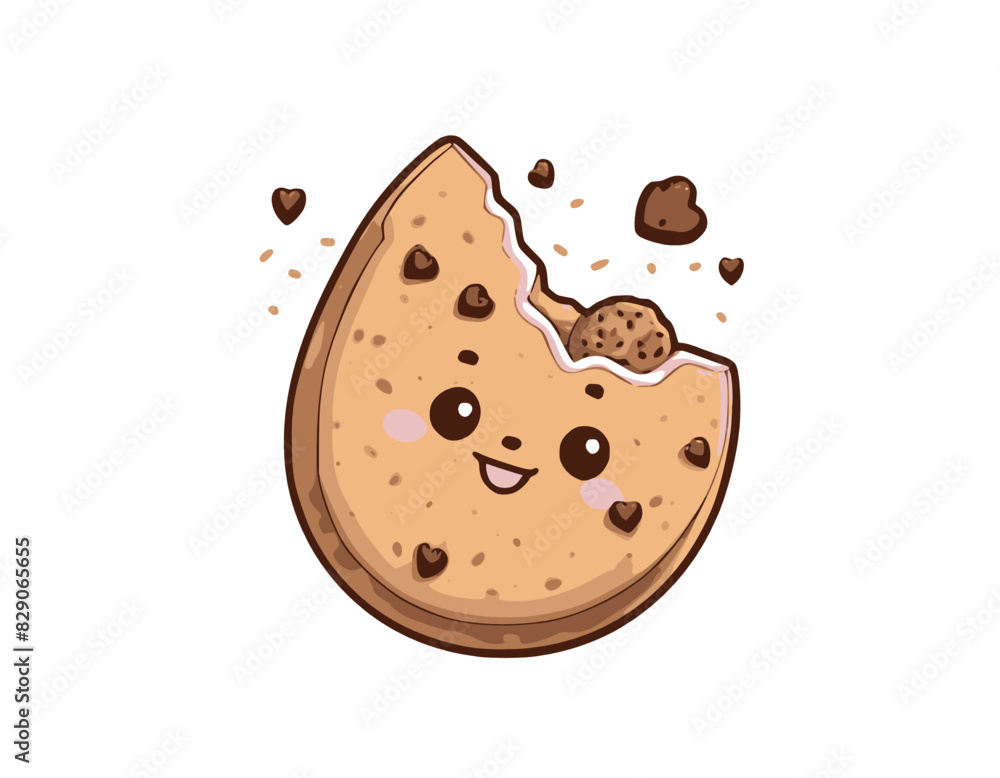 Cute Cartoon Cookie with Chocolate Chips Cute Cartoon Cookie with Chocolate Chips