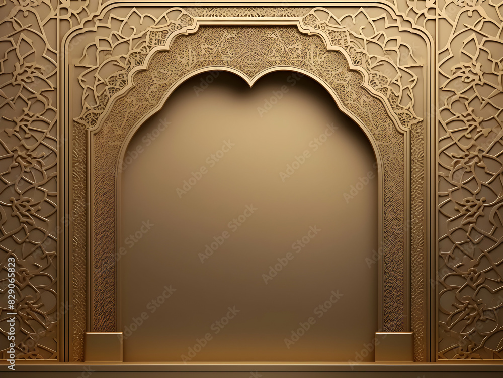 Obraz premium Islamic background with crescent and lantern, Ramadan and Eid Background, Islamic traditional ornamental photo and background, Muslim holiday Design