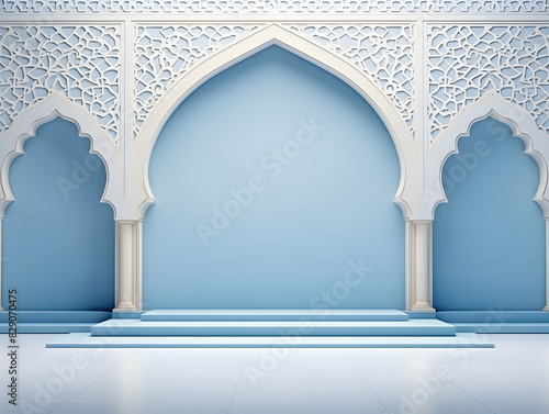 Islamic background with crescent and lantern, Ramadan and Eid Background, Islamic traditional ornamental photo and background, Muslim holiday Design photo