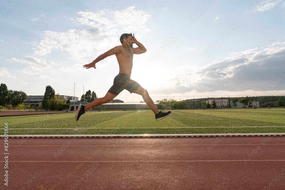 Naklejka premium An athlete who long jumps and jumps high