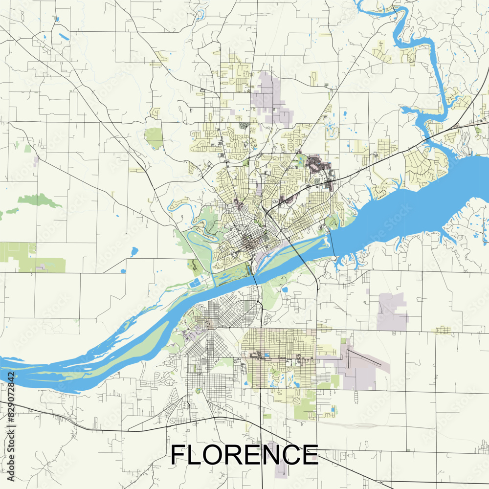 Fototapeta premium Florence, Alabama, United States map poster art