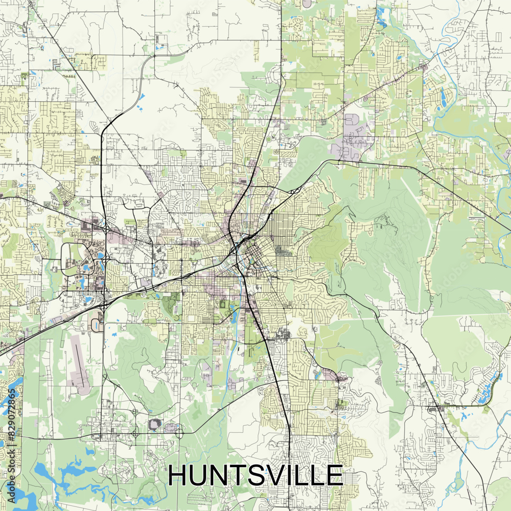 Fototapeta premium Huntsville, Alabama, United States map poster art