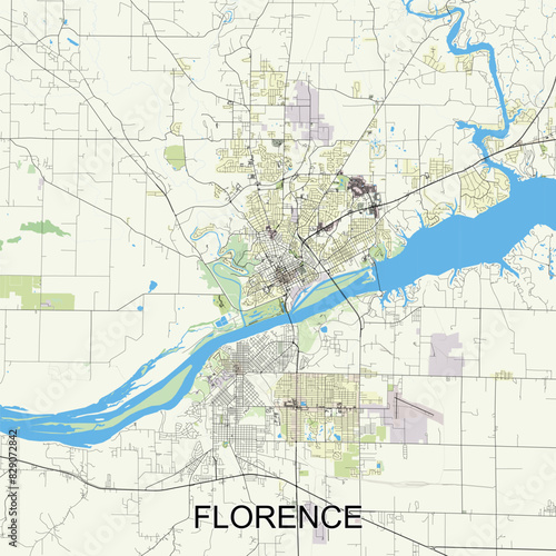 Florence  Alabama  United States map  poster art