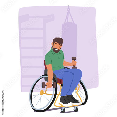 Man In Wheelchair Engages In A Strength Training At A Gym, Holding A Dumbbell, Highlights The Importance Of Fitness