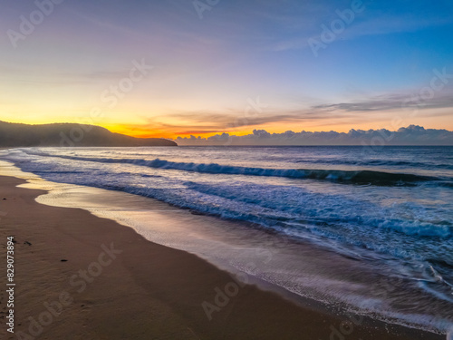 Sunrise seascape views with high cloud