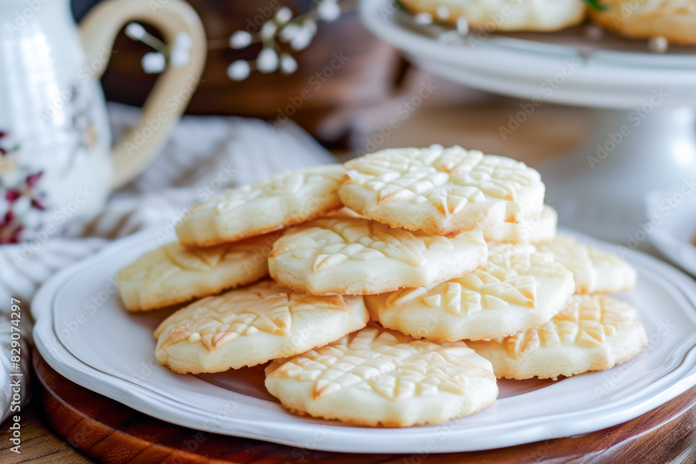 An array of homemade butter cookies arranged on a plate, promising a delightful snack An array of homemade butter cookies arranged on a plate, promising a delightful snack