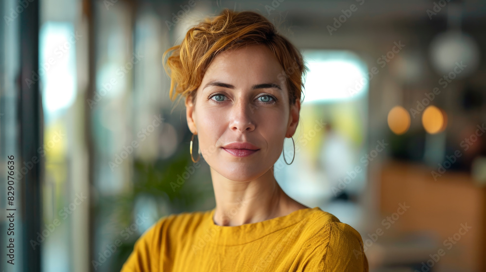 Digital influencer woman posing a portrait on social media, with soft and natural makeup Digital influencer woman posing a portrait on social media, with soft and natural makeup