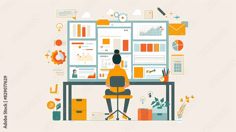 Imagine a flat design of a UXUI designer working on a highfidelity mockup Imagine a flat design of a UXUI designer working on a highfidelity mockup