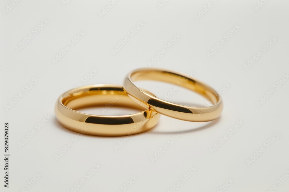 Golden wedding rings on a white background. Bride and Groom Rings Golden wedding rings on a white background. Bride and Groom Rings