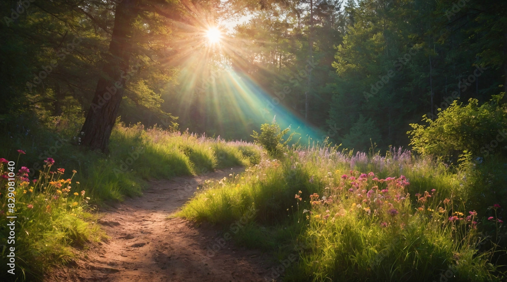 Obraz premium Sun rays in the forest