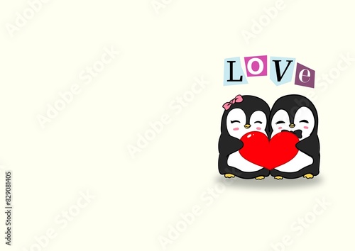Amor dos Pinguins fundo branco - Dia dos Namorados photo