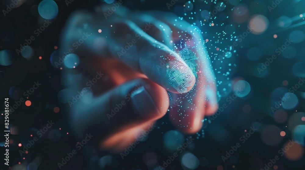 Fingerprint scanning exemplifies future cybernetic security against digital threats. Fingerprint scanning exemplifies future cybernetic security against digital threats.