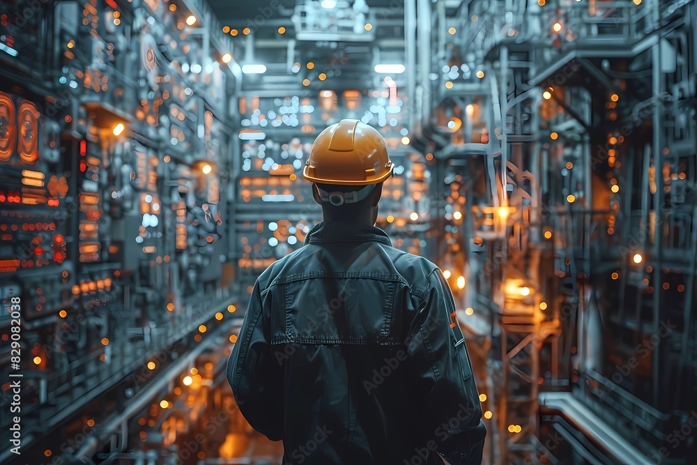 Obraz premium environmental construction, Engineer Man Working on Sustainable Building Site with Eco-Friendly Technology,design, green construction High resolution image. 