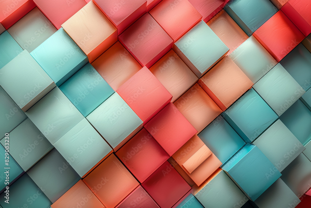 Subtle mint green and pale coral abstract geometric shapes. Concept of modern design and aesthetics. Generative Ai. Subtle mint green and pale coral abstract geometric shapes. Concept of modern design and aesthetics. Generative Ai.