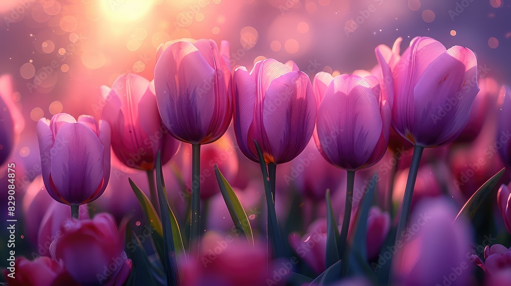 Sunset Glow on Pink and Purple Tulips: A Stunning Digital Art Representation Sunset Glow on Pink and Purple Tulips: A Stunning Digital Art Representation