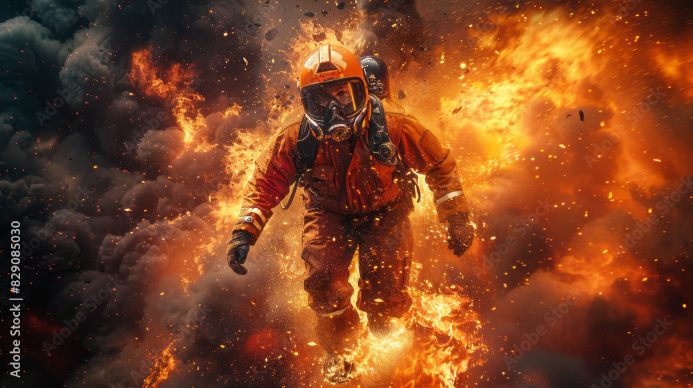 an oil rig worker is jumping in the fire at the oil platform trying to escape,generative ai an oil rig worker is jumping in the fire at the oil platform trying to escape,generative ai