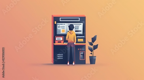 Imagine a flat design of a person withdrawing earnings from digital assets photo