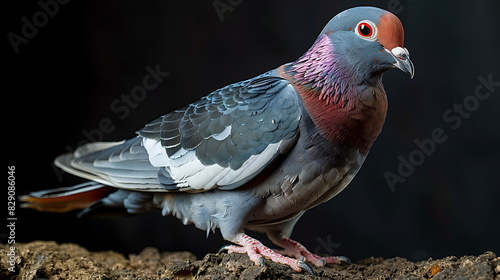 adult male Mauritius Blue Pigeon Alectroenas nitidissimus with blue and red plumage extinct native to Mauritius Africa photo