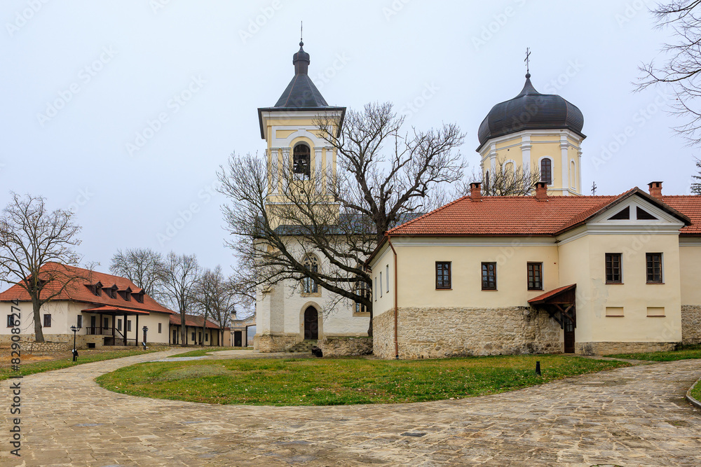 Monastery of Capriana in the Republic of Moldova. Background with selective focus and copy space