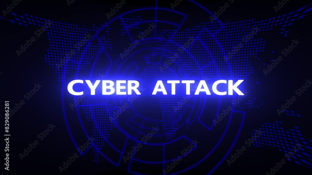 Cyber attack text animation on glitch technology background. Cyber attack text animation on glitch technology background.