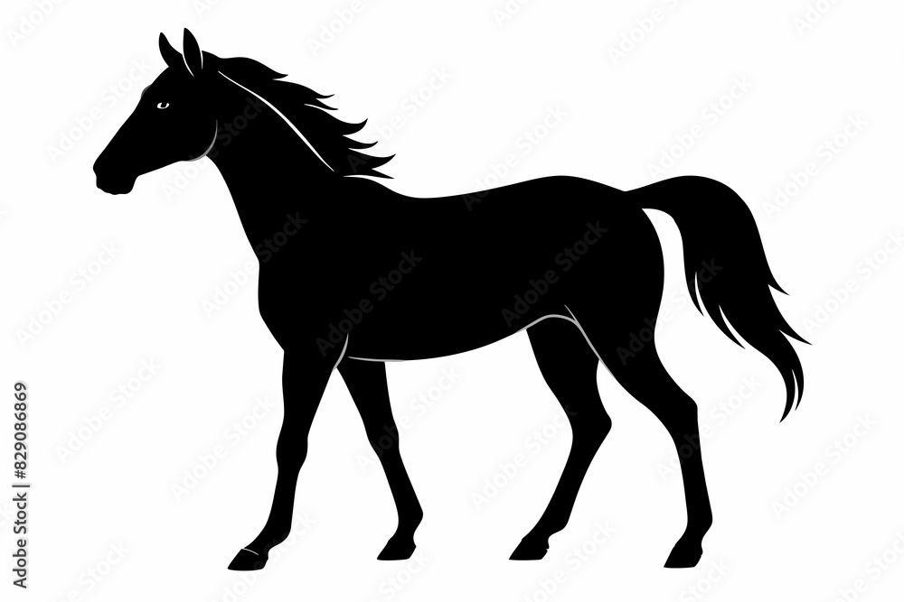 Silhouette of a galloping horse. Animal in motion. Equine beauty concept. Horseback riding, natural elegance design. Black silhouette isolated on white background. Silhouette of a galloping horse. Animal in motion. Equine beauty concept. Horseback riding, natural elegance design. Black silhouette isolated on white background.