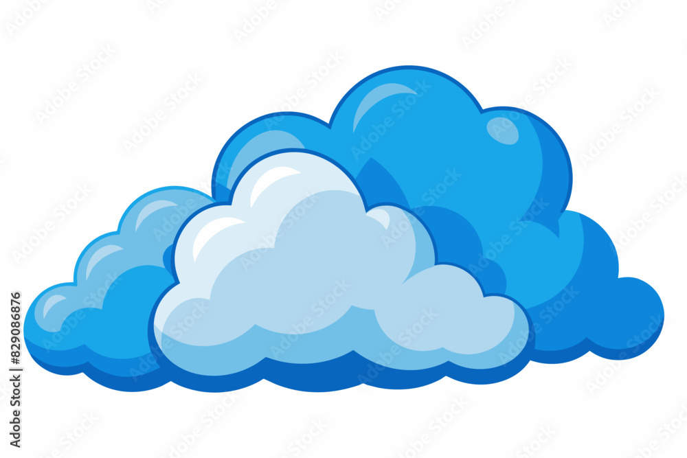 Cartoon blue cloud illustration with abstract design. Weather, sky, nature, art concept. Isolated on white background. Cartoon blue cloud illustration with abstract design. Weather, sky, nature, art concept. Isolated on white background.