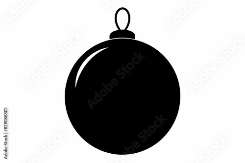 Black and white Christmas ornament isolated on white background. Holiday, decoration, festive season, simple design concept. Black silhouette of Christmas ball isolated on white background