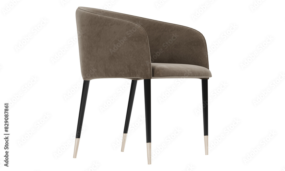 Modern and luxury beige velvet chair with gold metallic legs isolated on white background. Furniture Collection. Modern and luxury beige velvet chair with gold metallic legs isolated on white background. Furniture Collection.