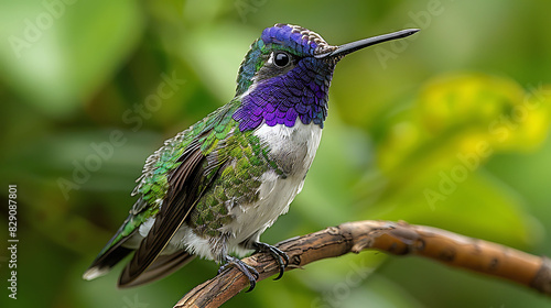 adult male Violetcrowned Hummingbird Amazilia violiceps with green and white plumage and a violet crown native to Mexico North America photo