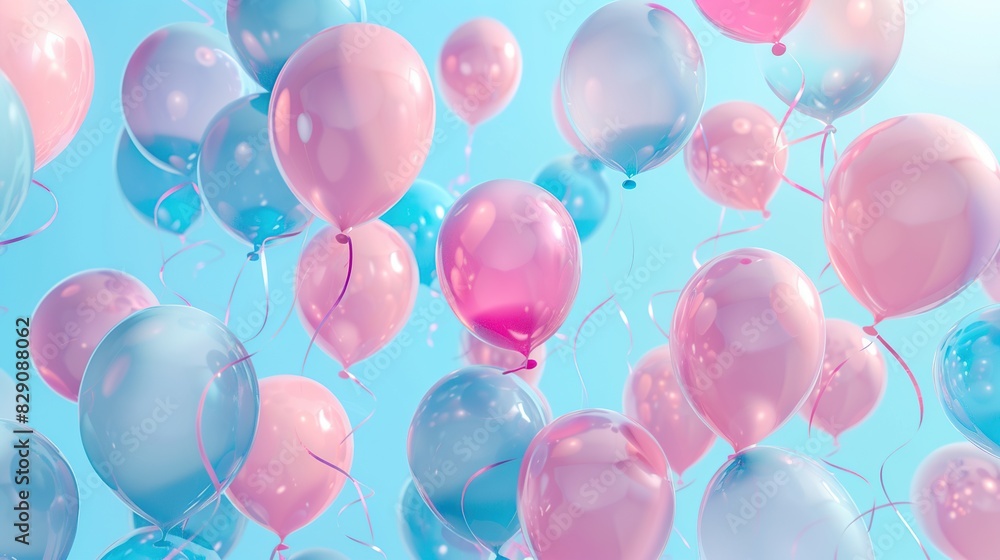 background pink and blue balloons, 3d rendering. Beautiful background for celebration and decoration background pink and blue balloons, 3d rendering. Beautiful background for celebration and decoration