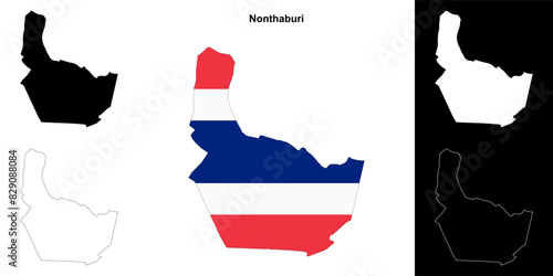 Nonthaburi province outline map set photo
