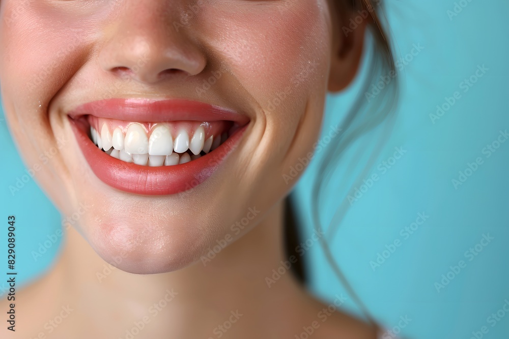 Woman smiling with toothbrush in mouth Woman smiling with toothbrush in mouth