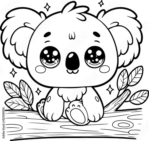 Line art dessin au trait style kawaii de personnage heureux pour page ou livre de coloriage pour enfant. Vecteur noir totalement transparent et isolé du fond. 