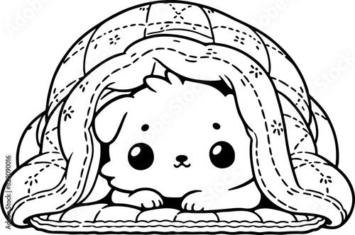 Chat mignon chaton Line art dessin au trait style kawaii de personnage heureux pour page ou livre de coloriage pour enfant. Vecteur noir totalement transparent et isolé du fond. 
