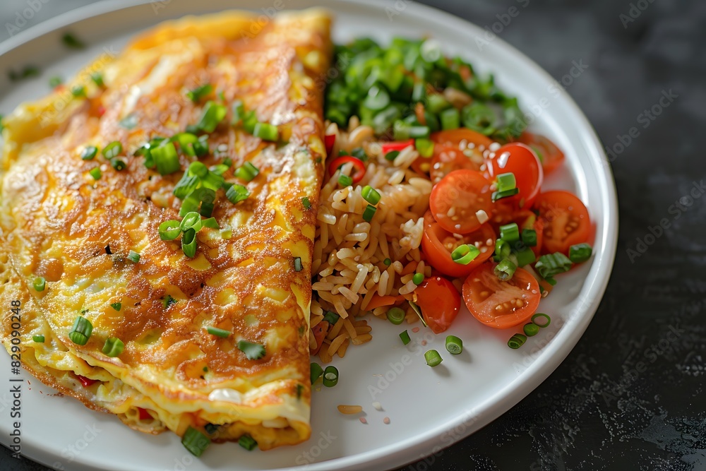 Omelet and salad on plate Omelet and salad on plate
