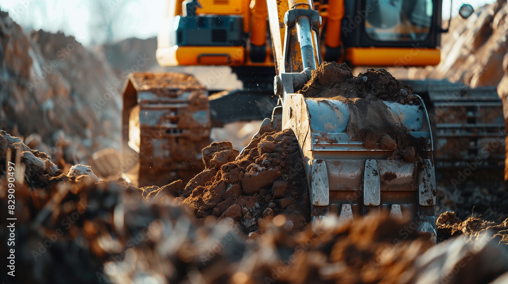 Excavator Digging Earth at Construction Site with Copy Space
Excavator Digging Earth at Construction Site with Copy Space