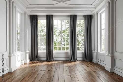 Room showing large window and wooden floor