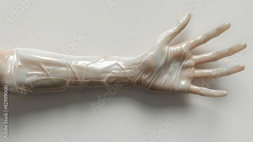 Front view mockup image white background of an arm cast photo