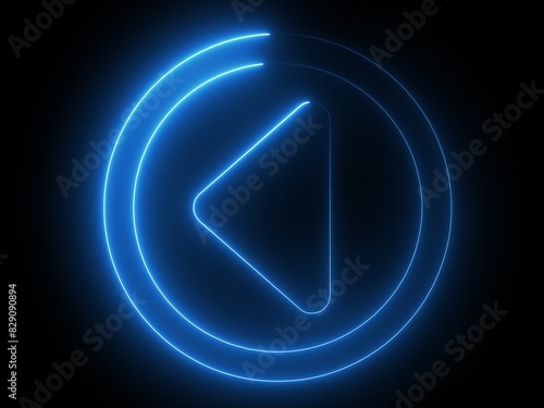 A glowing blue neon triangle on a black background. The triangle has rounded edges and emits a soft light.