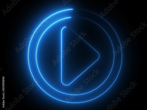 A glowing blue neon triangle on a black background. The triangle has rounded edges and emits a soft light.