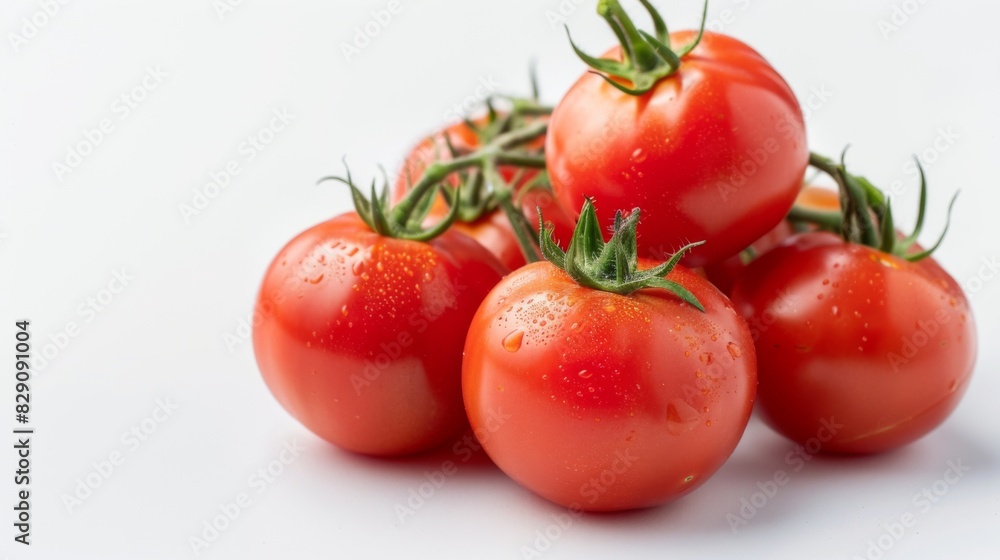 Pair of juicy red Tomatoes with water droplets space for text isolated on white background. Clipping path. Pair of juicy red Tomatoes with water droplets space for text isolated on white background. Clipping path.