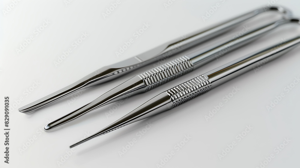 Front view mockup image white background of a surgical needle holder Front view mockup image white background of a surgical needle holder